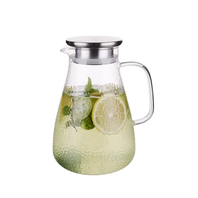 Factory Wholesale Borosilicate Glass Stainless Steel Lid 1800ml Water Filter Jug Freshness Preservation Modern Design for