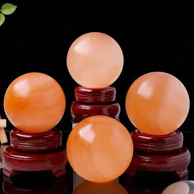 Wholesale Orange Calcite Sphere Natural Stone Ball for Reiki Healing Meditation and Office Decoration