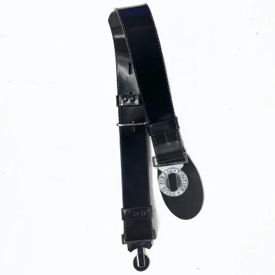 50mm Black Patent Cow Genuine Leather Man Belt With Alloy Nickle Buckle