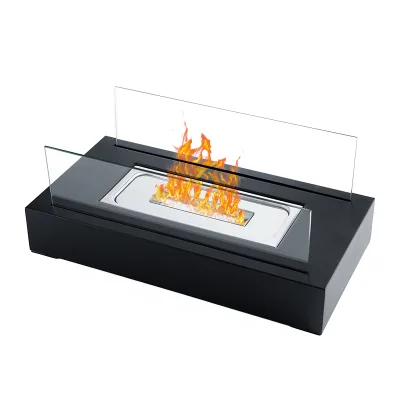 Large Rectangular Glass Fire Pit Table Top with Insulation Pads Bioethanol Fireplace Accessories for Patio Heaters
