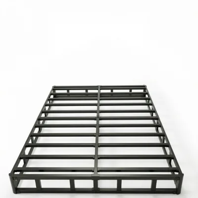 New Modular Black Thick Steel Full Size Adjustable Iron Bed Frame with Sponge Cover No Creaking Sound Modern Minimalist Design