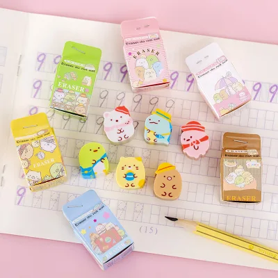 Hot Sale Wholesale Children Modification Erase Stationery Eraser Student Cartoon Cute Animal Milk Eraser