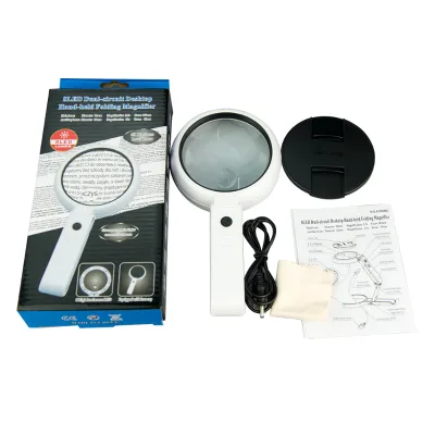 3.5X Hand Magnifying Glass With Light 8 LED 10X Magnifying Glass Wholesale Folding Magnifier Glass