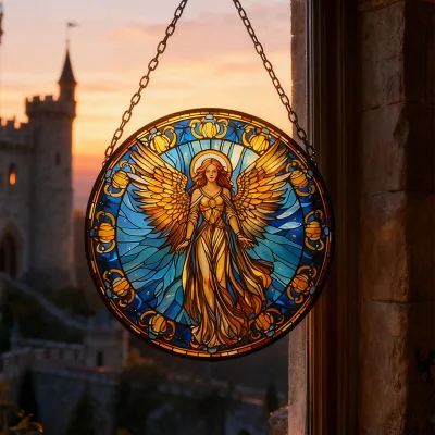 Custom Art Deco Angle Sun Catchers 20cm Glass & Metal Church Decor Gift with Custom Color & Logo