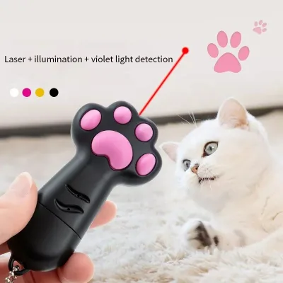 Hot Selling 3-in-1 Cat Lifelike Interactive USB Charging Pet Toy Cute Paw Shape Laser Pointer Toy Funny Plastic for Cat Play