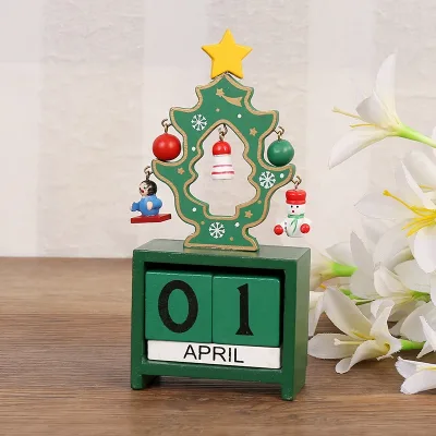 Creative Wooden Perpetual Calendar Ornament Christmas Advent Countdown Calendar Festive Decor for New Year Wedding Holiday Gifts