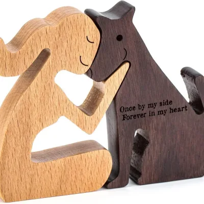 Customizable Wooden Carving Ornament for Home Pet Dog Memorial Gift Craft for Party Decorations