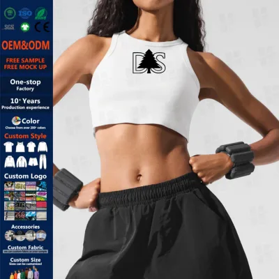 OEM/ODM Wholesale Running Singlet Custom Summer 100% Cotton Streetwear Style Sexy Racerback Crop Ribbed Tank Top Women
