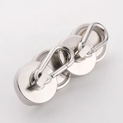 KNL20 20mm Sliver Carabiner Magnetic Hook 180-degree Rotation N38 Grade 14kg Pulling Force 20mm Sliver Carabiner Magnetic Hooks