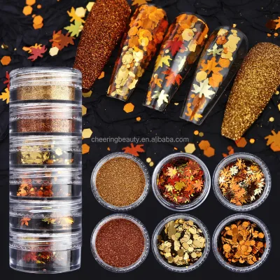 Autumn/Winter Nail Sequins with New Maple Leaf & Snowflake Design Minimum Order 1kg for Christmas & Thanksgiving Decorations