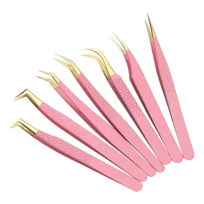 Wholesale Stainless Steel Eyelash Extension Tweezers High-Precision Flowering Fish-Pattern False Lashes Professional Tools for
