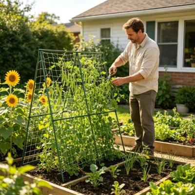 Heavy Galvanized A Shape Plant Trellis Netting Support Rack Outdoor Garden Climbing Frame for Pea Squash Vine Growing