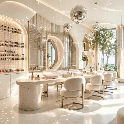 Customized Beauty Salon Nail Salon Furniture Manicure Nail Bar Decoration Turnkey Nail Salon Interior Design Solution