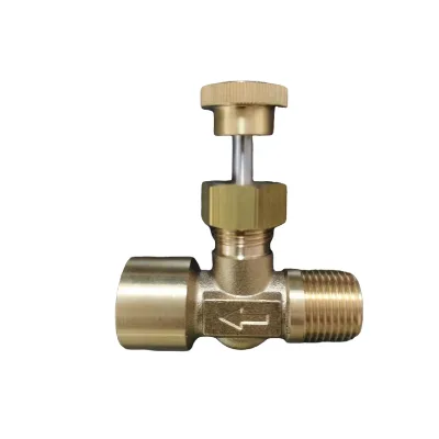 Brass Angula Needle Valve for Fuel Gas, Threaded Ends, Safety Lock Handle