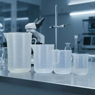 Sturdy Blue Tinted Plastic Beaker Easy Stack Storage for Industrial Paint & Coating Sampling