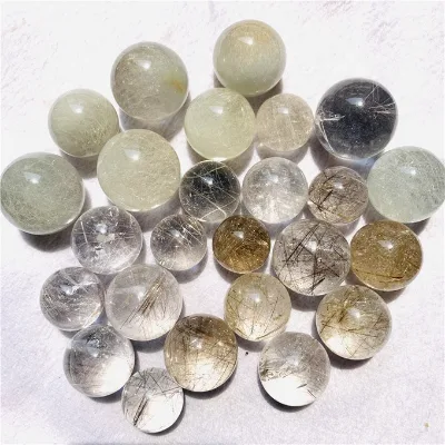 Wholesale High-quality Golden Hair Quartz Spheres  Perfect Hair Crystal Balls Rutilated Quartz