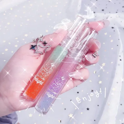 Mirror Lip Glaze Glass Water Three-color Gradient Juice Lip Oil Transparent Star Lip Gloss Water Film