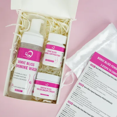Aromlife OEM Feminine Care Kit Boric Acid Suppositories Vaginal Cream PH Balanced Daily Feminine Wash for Vaginal Cleaning