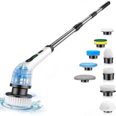 9in1 Electric Washer Cordless Electric Cleaning Brush Cleaning Bathroom Long Handle 9 Brush Heads Electric Rotating Washer