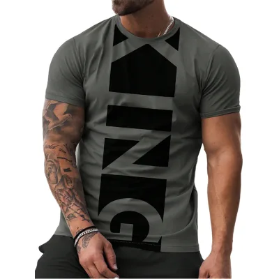 Wholesale Men's Casual Short Sleeve Jersey T-Shirt 220 Grams Factory ODM Loose Cross-Border Pullover Blank Design Charcoal Color