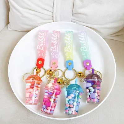 New Design Creativity Sweetened Bean Milk Tea Keychain Fashion Popular Acrylic Keychain