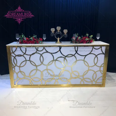 Modern Design Stainless Steel Acrylic Top Cocktail Bar Counter Gold Bar Counter for Wedding Party