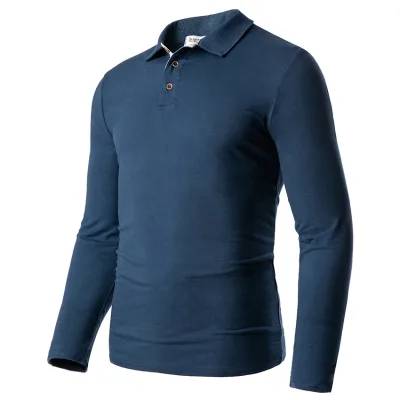 E-commerce Supplier Slim Fit Soft Men Cotton Long Sleeve Turn Down Collar Golf Polo t Shirt