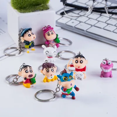 Lovely Cartoon Shin-chan Keychain Set Car Key Accessories Anti-Lost Key Ring Custom Wholesale Backpack Pendant Key Chains