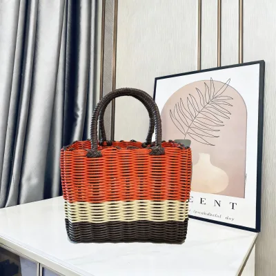 Straw Tote Medium Size Tote Bag Bags Beach Baskets Handbags Shopping Bohemian Vintage
