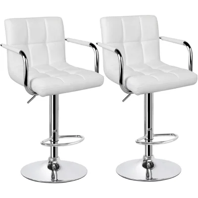 LT Colombia Popular Good Supplier Kitchen Stool PU Leather Armrest Adjustable Height Bar Stools Modern bar Chair Stool White