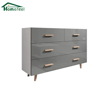 4 Drawer Simple Style Tapered Wood Legs Two Tone 16mm Board Chest of Drawers for Bedroom Living Room Home Storage Use