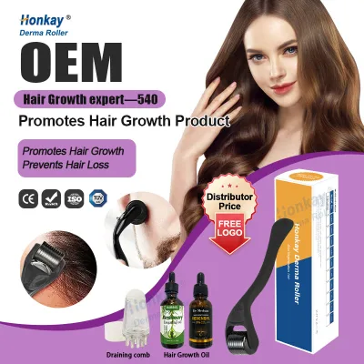 Mens Private Label Custom Logo Hair Growth Derma Roller Microneedle Titanium Beard Roller Kit for Beard