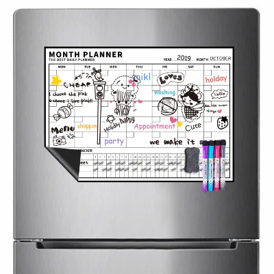 Custom High Quality OEM Flexible Monthly Magnetic Dry Erase Calendar Whiteboard Sheet Calender Planner for Refrigerator