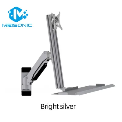 GA199KB-silver17 27\" Wall-Mounted Monitor Bracket with 8Kg Pneumatic Spring Arm Can Be Raised/Lowered New Product