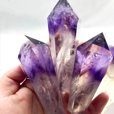 Crystal Point Wand Hot Selling Amethyst Wands Hand Made Natural Crystal Meditation Quartz Amethyst Sceptors for Decoration