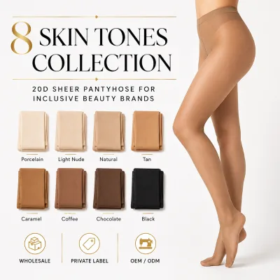 Custom Inclusive Skin Tone 20D Sheer Pantyhose Women Nylon Tights Multiple Nude Shades OEM Private Label Hosiery