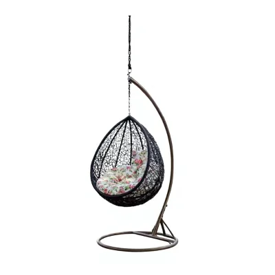 Modern All-Weather Outdoor Balcony Furniture Single Rattan Swing Hanging Chair Indoor/Hotel/Park Garden Swing Metal Bedroom Home