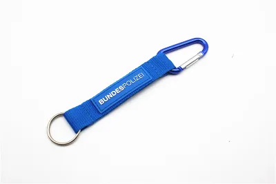 Wholesale Embroidery Fabric Woven Strap Keychain Key Ring Key Chain With Carabiner