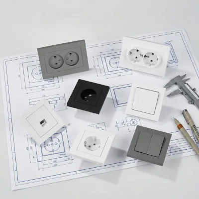Elendax 250V Recessed Wall Switch and Socket Combo Non-Grounding Electrical Outlet