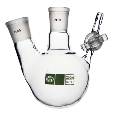 2 Necks PTFE Stopcock Round Bottom Reaction Flask