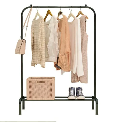 Single-Pole Metal Cloth Rack for Retail Store Simple Floor Stand with Showcase for Shop or Mall Garment Rod Hanger