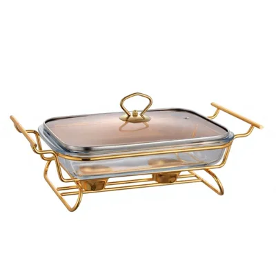 Kraft World Stainless Steel Chafing Dish Durable Modern Design Glass Bottom Oven Safe 20cm Diameter Cost-Effective Casseroles
