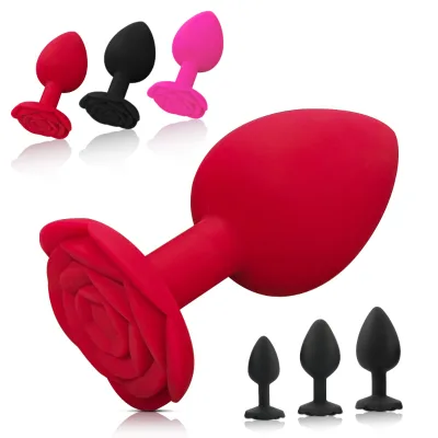 Silicone Rose Shape Anal Butt Plug Set Av Adult Small Medium Big 3 Size Buttplug Anal Toys Male Women cheap price dropshipping
