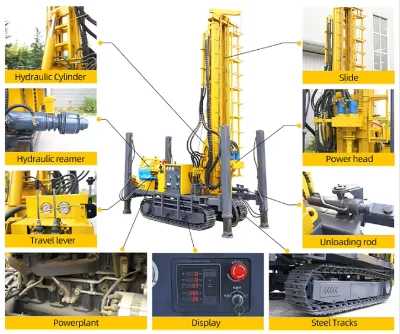 Pneumatic Water Well Drilling Rig 73Kw Diesel Engine 130-305mm Borehole Mountain/Rocky Strata Geothermal Drilling Irrigation