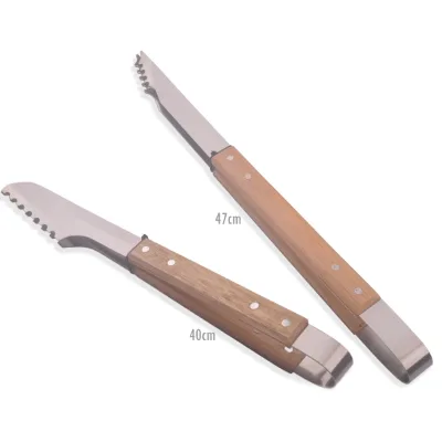 wood handle bbq tongs
