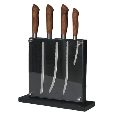 Factory Sales Black Magnetic Knife Block Holder Knife Stand With Transparent Acrylic Stand Storage Wooden Magnetic Knife Holder