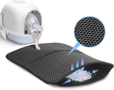 Cat Litter Mat Large Litter Tray Foldable Washable 45x60cm Honeycomb Double Layer Non-Slip Waterproof Urine Proof EVA Material