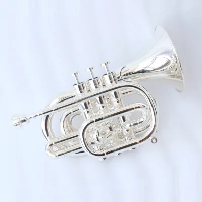 Professional Pocket Trumpet Bb Silver Plated for Sale with Trompetas Monel Valves Trompette Parts 7C Mouthpiece