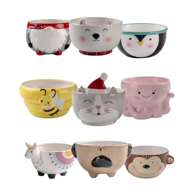 Customizable Eco-Friendly 3D Animal Hand-Painted Ceramic Soup & Cereal Bowl Sustainable Drinkware in Any Size & Color