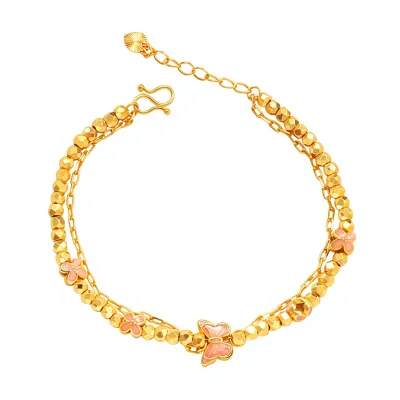 Vietnamese Alluvial Gold Nuggets butterfly Peach Blossom Resin-inlaid Iron Electroplated Braceletcute Versatile Chic Perfect